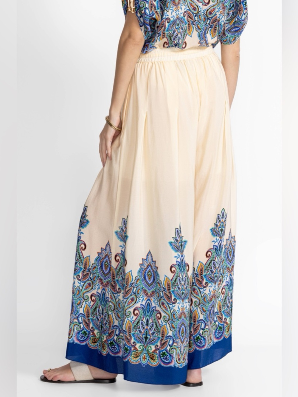 NWT Johnny Was Silk Pleated Wide Leg Pant In Ruta Sz S - Picture 4 of 13